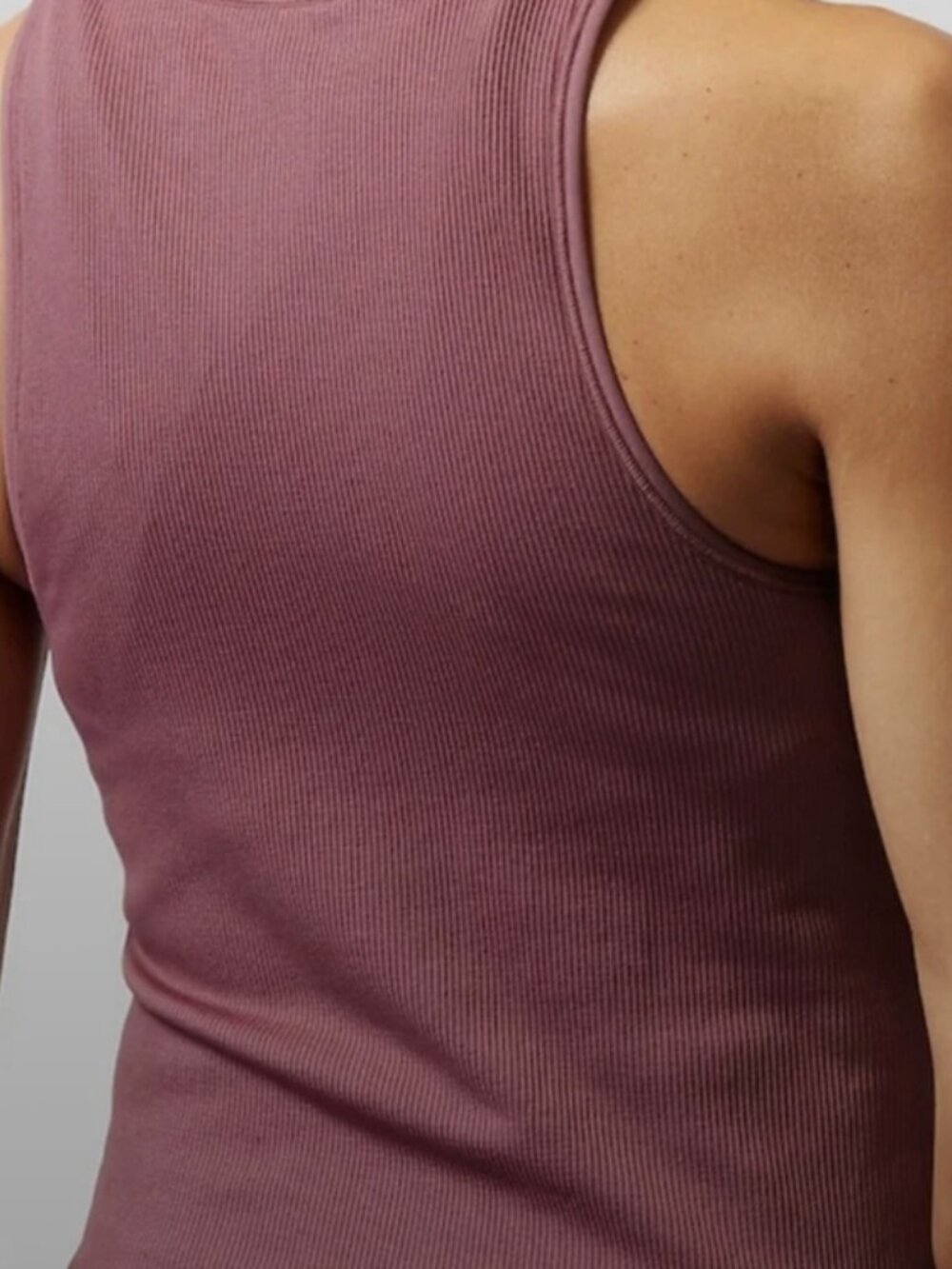 Athleta Mauve Ribbed V-Neck Tank, NWOT, size L - Picture 3 of 5